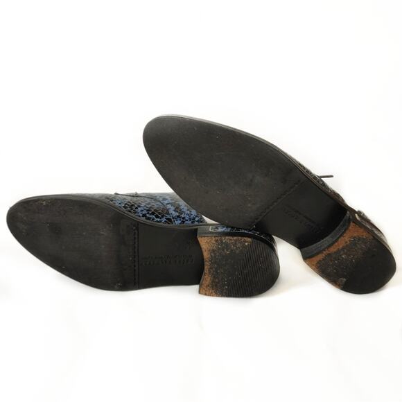 Freda Salvador Wit D'orsay Blue Leather Croc Embossed Lace Up Oxford Sz 5.5 - Picture 9 of 13